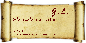 Gáspáry Lajos névjegykártya